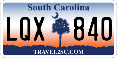 SC license plate LQX840