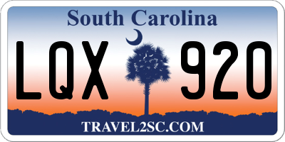 SC license plate LQX920