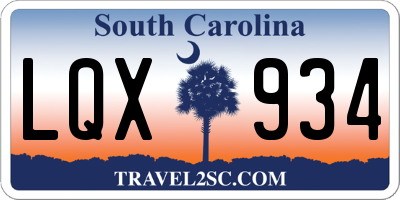 SC license plate LQX934