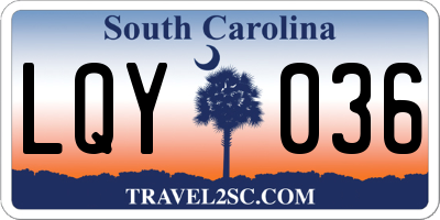 SC license plate LQY036