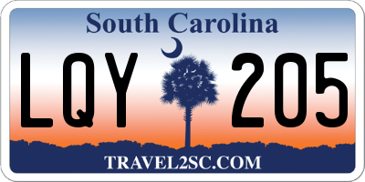 SC license plate LQY205