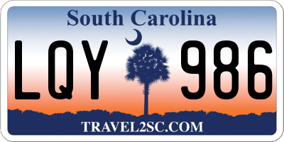 SC license plate LQY986