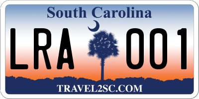 SC license plate LRA001