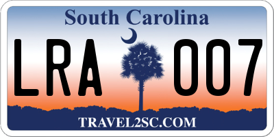 SC license plate LRA007