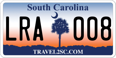 SC license plate LRA008