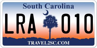 SC license plate LRA010