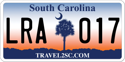 SC license plate LRA017