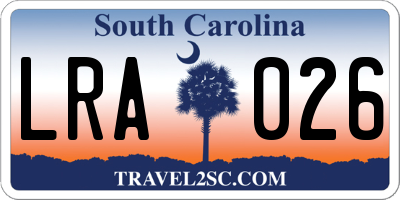 SC license plate LRA026