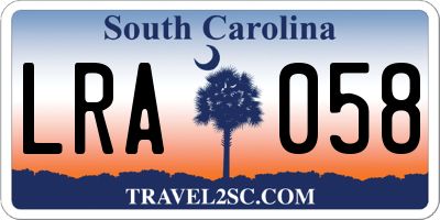 SC license plate LRA058