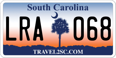 SC license plate LRA068