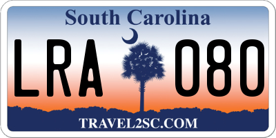SC license plate LRA080