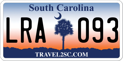 SC license plate LRA093