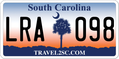 SC license plate LRA098