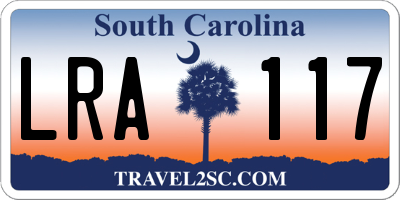 SC license plate LRA117