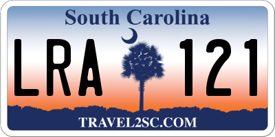 SC license plate LRA121