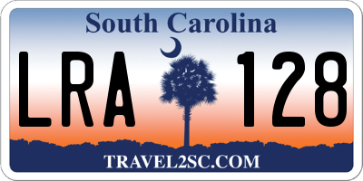 SC license plate LRA128