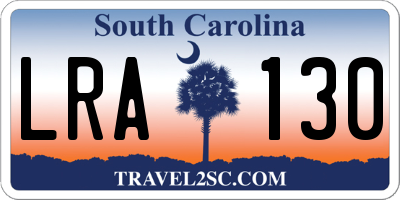 SC license plate LRA130