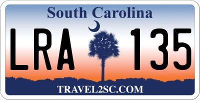 SC license plate LRA135