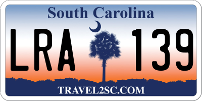 SC license plate LRA139