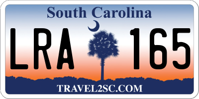 SC license plate LRA165