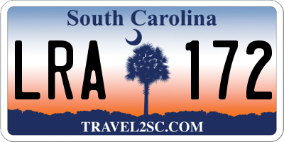 SC license plate LRA172