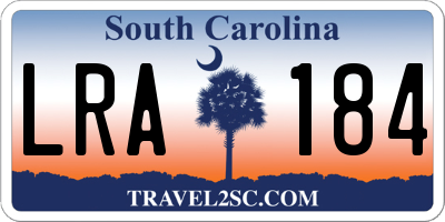 SC license plate LRA184
