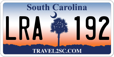 SC license plate LRA192