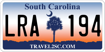 SC license plate LRA194