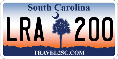 SC license plate LRA200