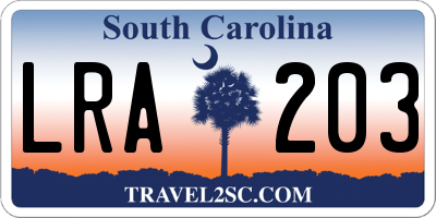 SC license plate LRA203