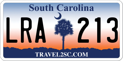 SC license plate LRA213