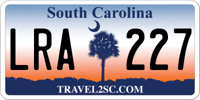 SC license plate LRA227