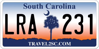 SC license plate LRA231
