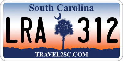SC license plate LRA312