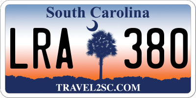 SC license plate LRA380