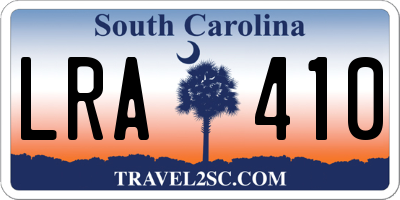 SC license plate LRA410