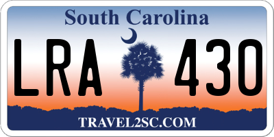 SC license plate LRA430