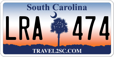 SC license plate LRA474