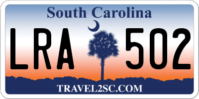 SC license plate LRA502