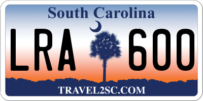 SC license plate LRA600