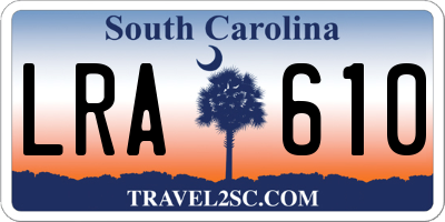 SC license plate LRA610