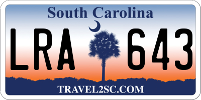 SC license plate LRA643