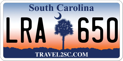 SC license plate LRA650