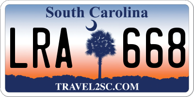 SC license plate LRA668