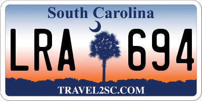 SC license plate LRA694