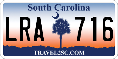 SC license plate LRA716
