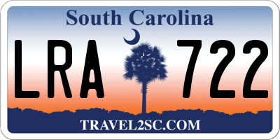 SC license plate LRA722