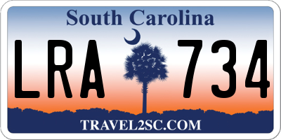 SC license plate LRA734