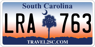 SC license plate LRA763