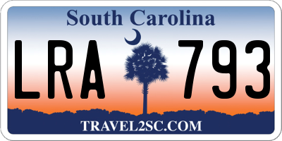 SC license plate LRA793